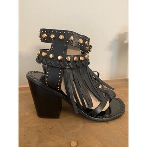 Ivy Kirzhner size 8 Vero Cucio Black Gold Sandals Heels shoes leather